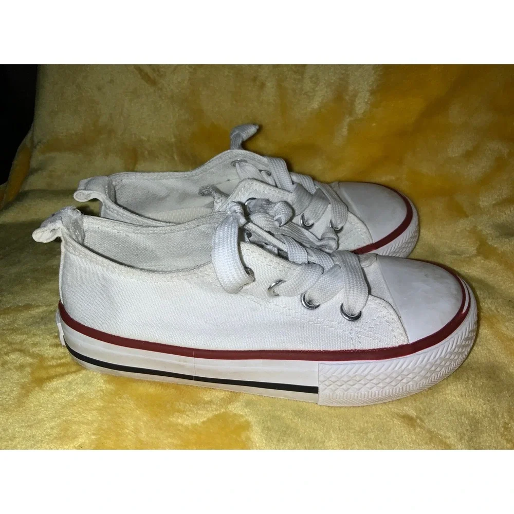 Cubufly Canvas Sneakers Toddler Kids White‎ Lace Up Casual Shoes